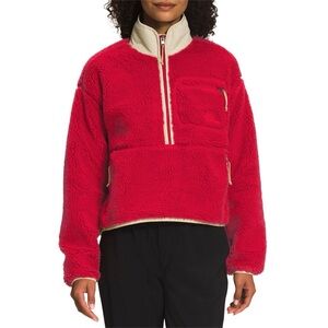 The North Face Women’s Jacquard Extreme Pile 1/2 Zip Jacket Red Cropped Gorpcore